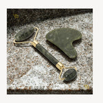 Zestaw Gua Sha i Roller – Zielony Jadeit