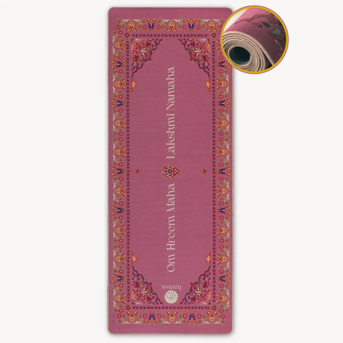 Rutschfeste premium Yogamatte Lakshmi Lavender in Lavender mit Mantra